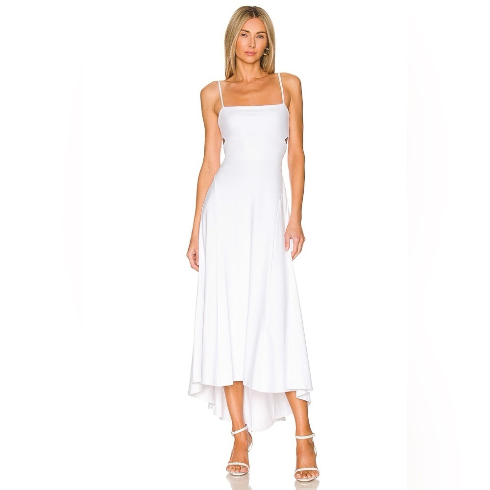 Susana Monaco Thin Strap High Low Cut Out Back White Jersey Maxi Dress EUC Sz XS